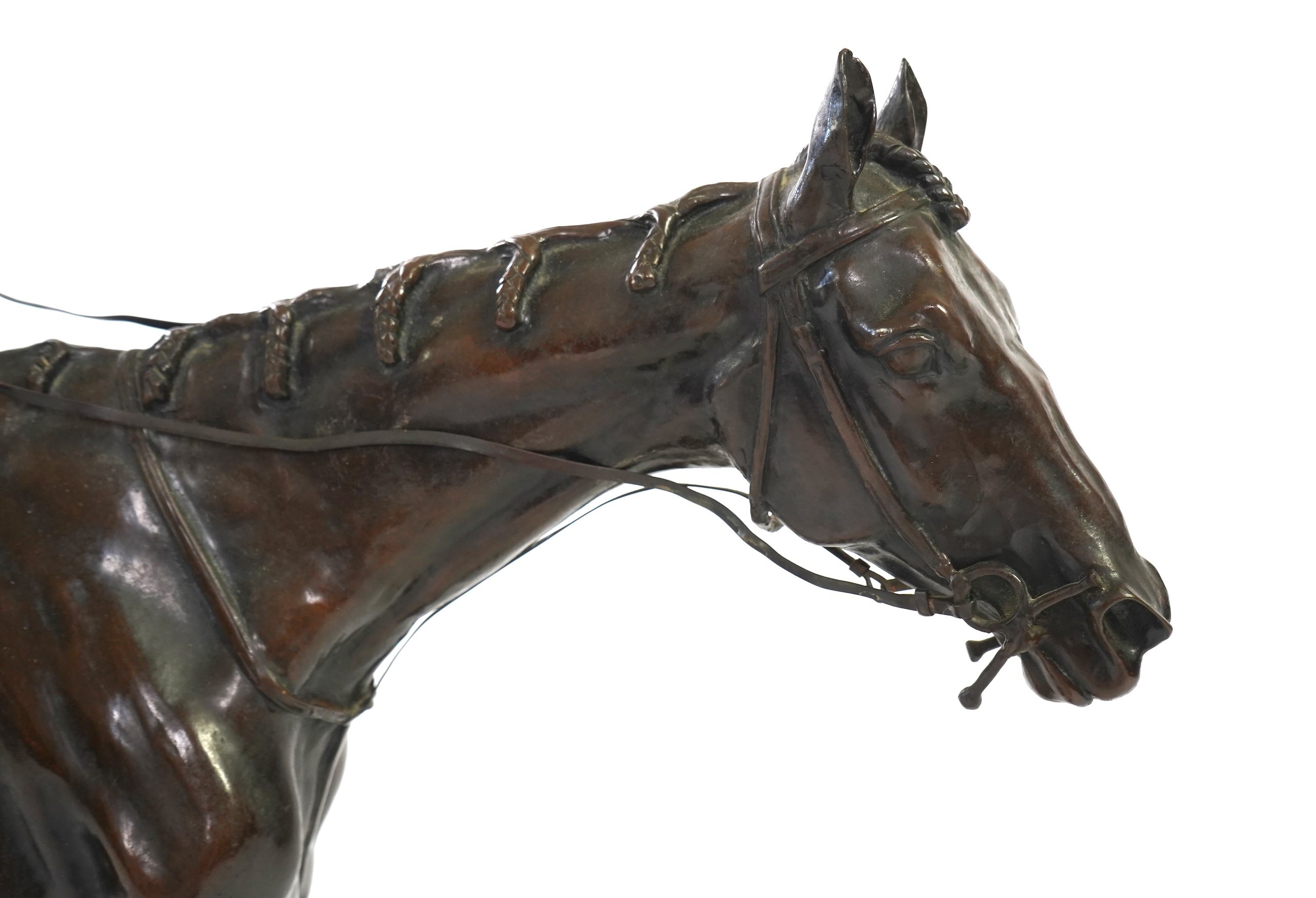 A large bronze equestrian group of a racehorse and jockey, late cast after Isidore Jules Bonheur